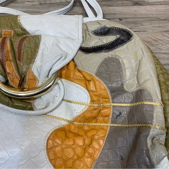 VTG Fifth Avenue Patchwork Mixed Media Large Shoulder Bag Made USA - Picture 2 of 12